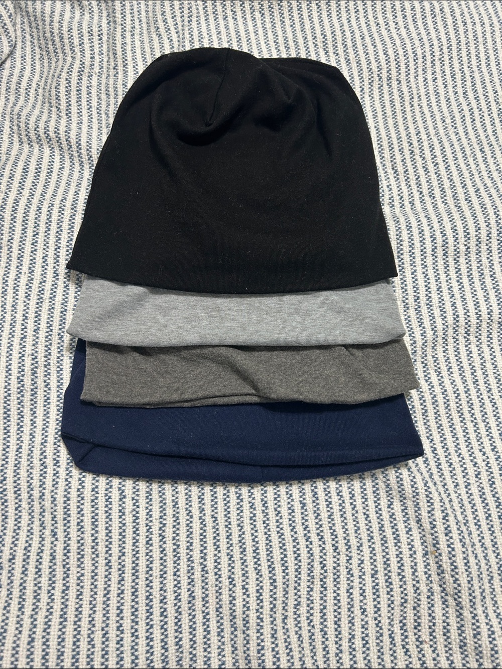 Set of 4 Soft Knit Turban Beanies - Gray, Navy, Black